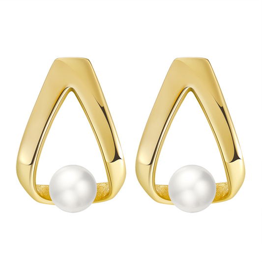 ALMA 14K Gold Plated Freshwater Pearl Stud