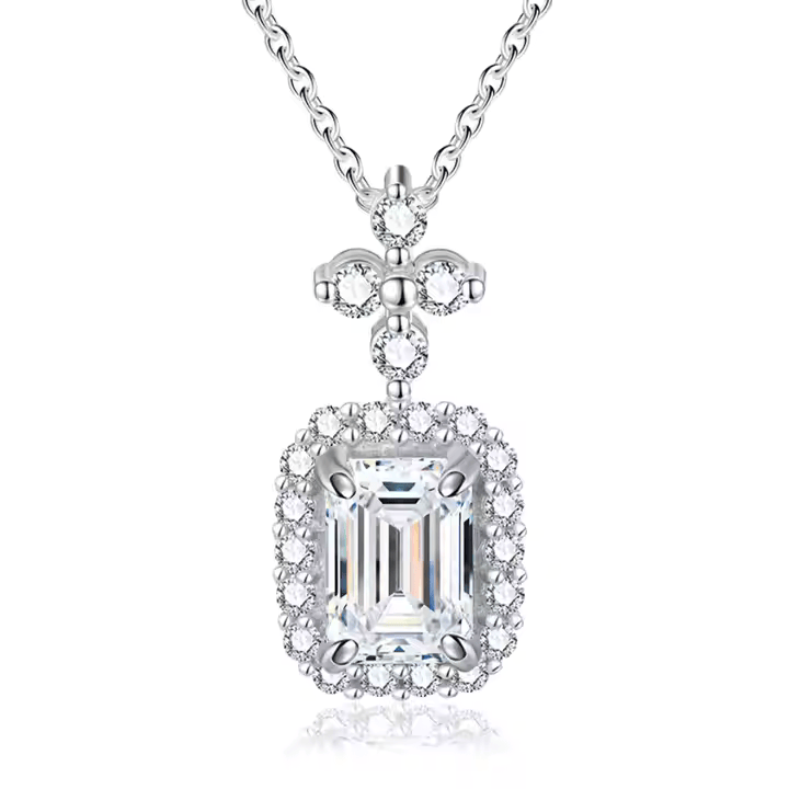 ESMERALDA 18K Gold Plated Emerald Cut Pendant Necklace