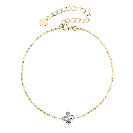 HOJA Zircon 18K Gold Plated Clover Anklet