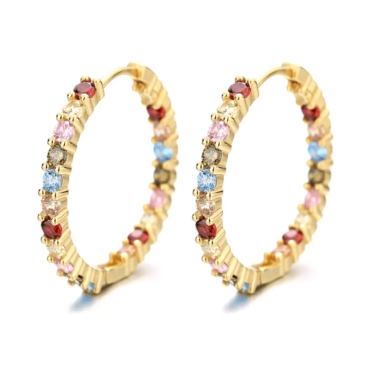 ROSA Loop Earrings with Multi Color Stones