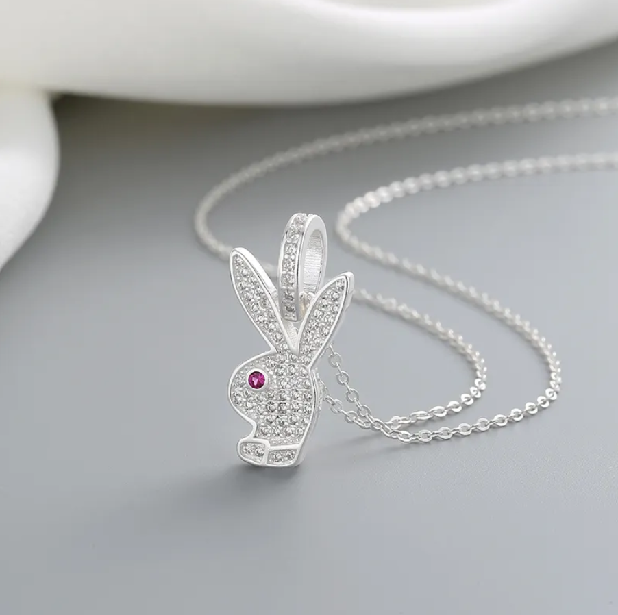 ZAIRA Cute Rabbit Pendant Thin Chain Sterling Silver Necklace