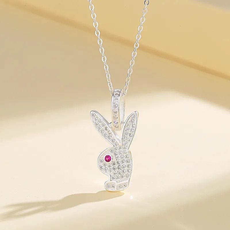 ZAIRA Cute Rabbit Pendant Thin Chain Sterling Silver Necklace