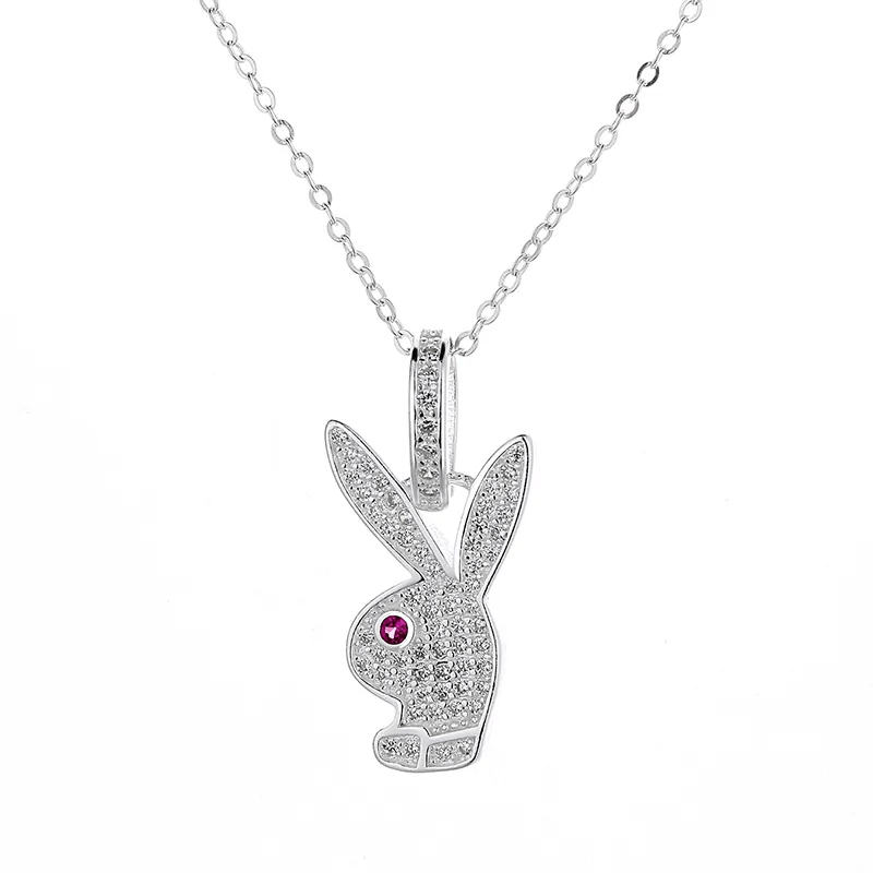 ZAIRA Cute Rabbit Pendant Thin Chain Sterling Silver Necklace